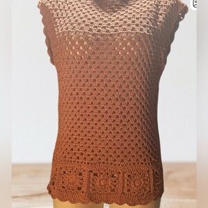 Crochet Sleeveless Top in soft mauve